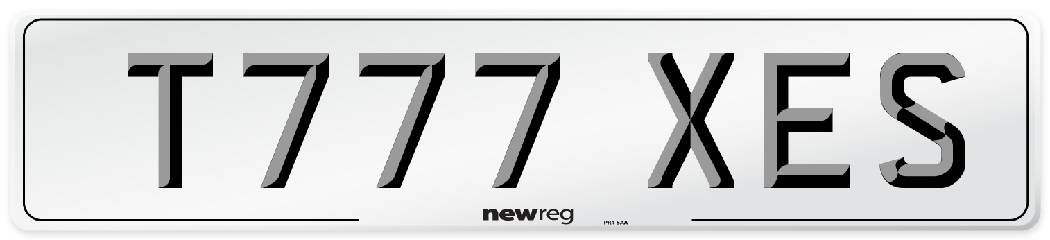 T777 XES Number Plate from New Reg